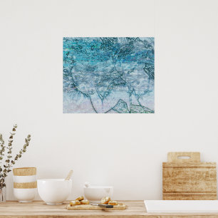 Poster Desligamento de Ondas Náuticas Verdes Sereais Sere