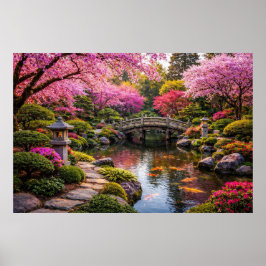 Poster Deslumbrante Jardim Japonês & Lago de Koi