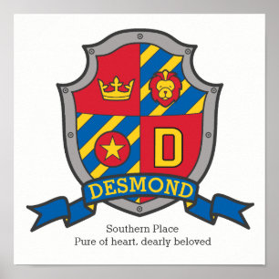 Poster Desmond boys name que significa heraldry shield le