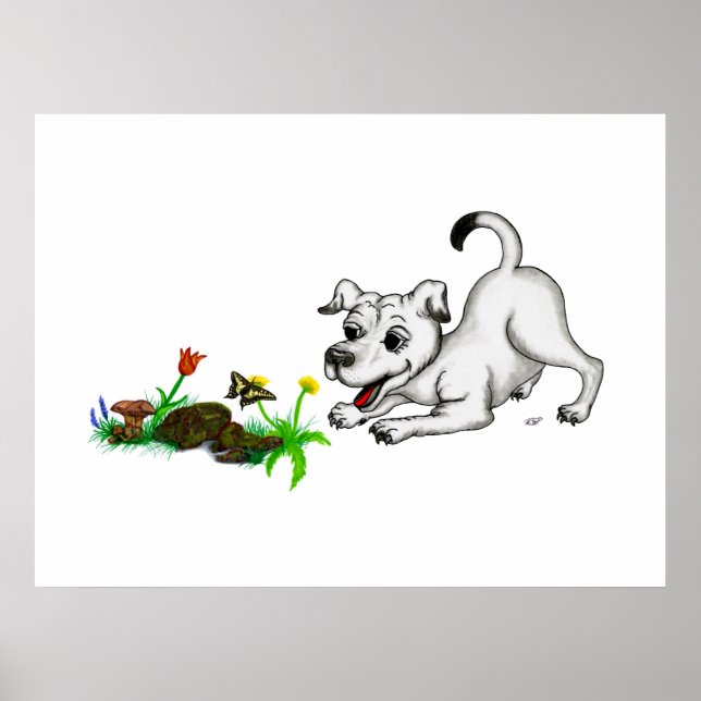 Poster Despertar da Primavera, Cachorrinho com Flores e B (Frente)