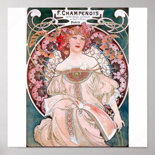 Póster Dess cor-de-rosa de Paris dos champenois de Mucha