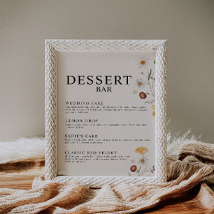 Poster Dessert Bar Boho Wildflower Sinal