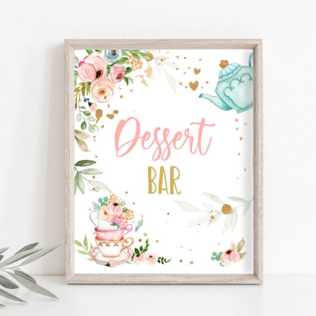 Poster Dessert Bar Tea Party Baby Brewing Baby Shower (Criador carregado)
