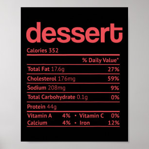 Poster Dessert Nutrition Fact Engraçado Ação de Graças Ch