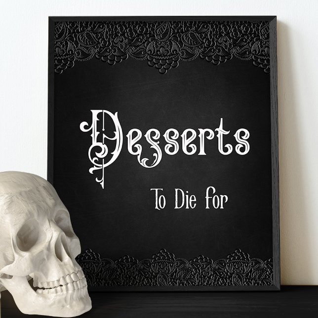 Poster Desserts Black Lace Gothic Sinal de Mesa de Casame (Criador carregado)