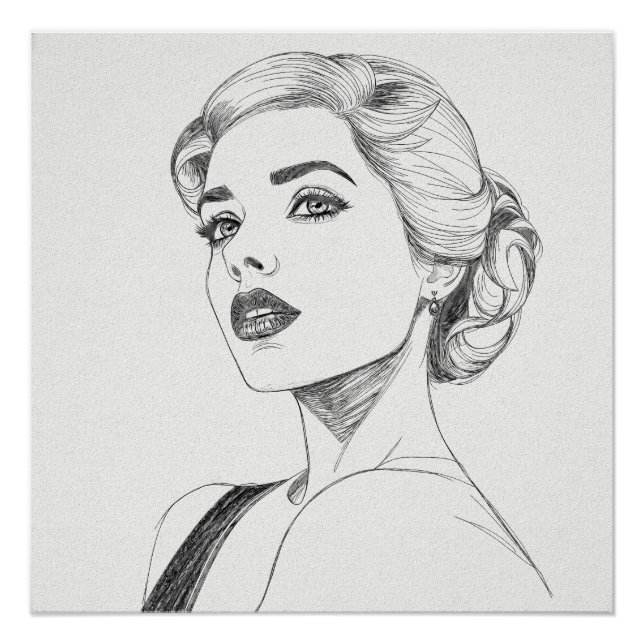 Póster Dessin du visage d'une femme (Frente)