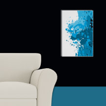 Destemido Abstrato Salpico Azul e Branco