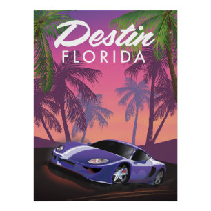 Póster Destin Florida USA poster de carro esportivo.