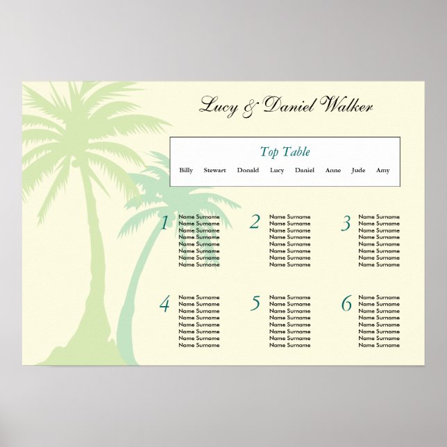 Póster Destination Wedding Seating Table Plan 2 (Frente)