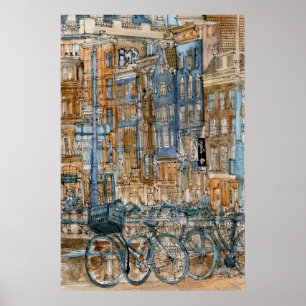 Póster Destinos Visualização Nova Iorque de Aquarela