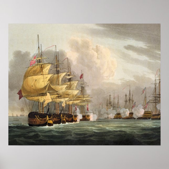 Póster Destruição da frota dinamarquesa antes de Copenha (Frente)