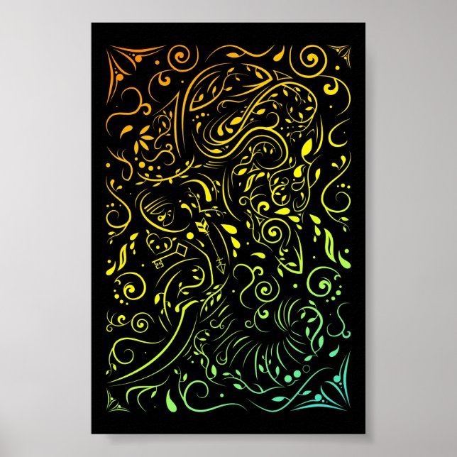 Póster desvanecimento do Verão do ornamentado elefante (Frente)