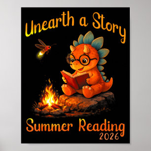 Poster Desvendar uma história verão leitura 2026 dinossau