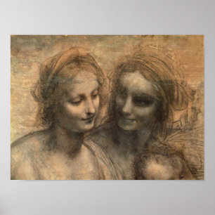 Póster Detail of the Heads of the Virgin and St. Anne
