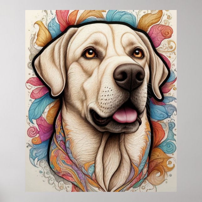 Poster Detalhado Fantasy Labrador Retriever Art (Frente)