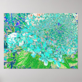 Poster Detalhe de Aqua Elegante e Hydrangea de luz verde