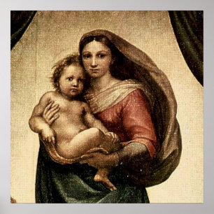 Póster Detalhe de Raphael "Sistine Madonna" (cerca de