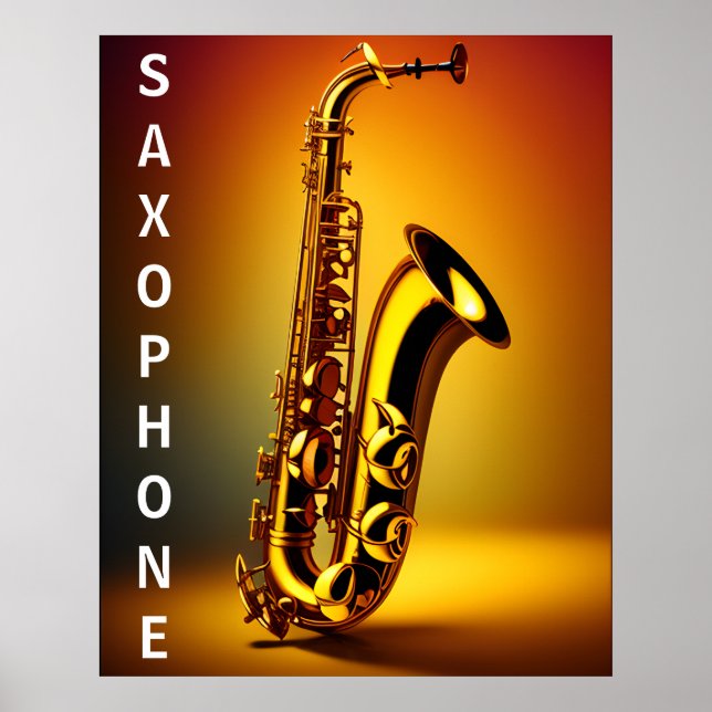 Poster Detalhe De Shimmering Saxofone Bastante Feito (Frente)