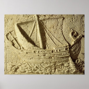 Poster Detalhe de um alivio de um barco, de um sarcófago