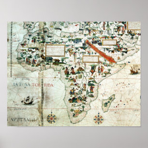 Poster Detalhe de um mapa do mundo mostrando a África