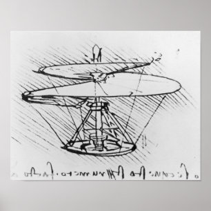 Póster Detalhe de uma design para uma máquina voadora, c.