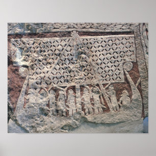 Póster Detalhe de uma pedra da imagem que descreve Viking