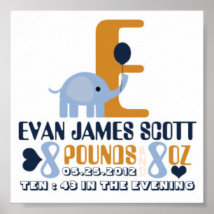 Póster Detalhes da data de nascimento do bebê;Poster de A