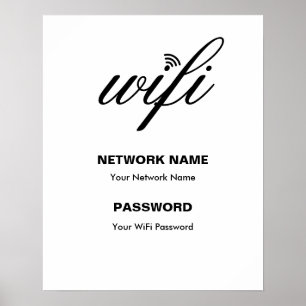 Poster Detalhes da marca Wi-Fi personalizada e branco de 