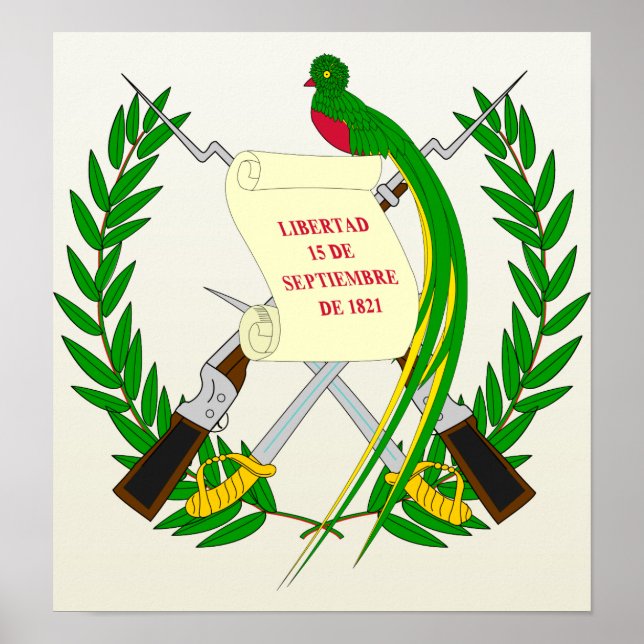 Póster Detalhes do Casaco de armas da Guatemala (Frente)