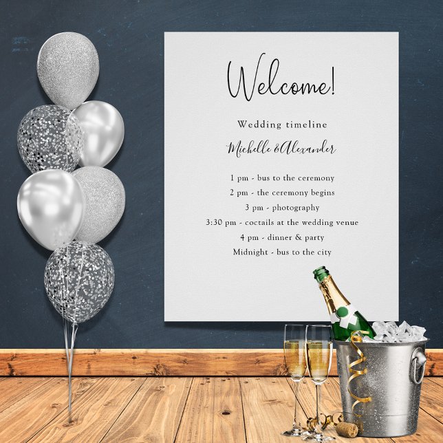 Poster Detalhes do programa de casamento branco preto (Criador carregado)