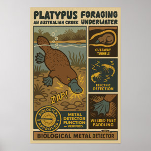 Poster Detector de Metal Biológico de Ornitorrinco Arte