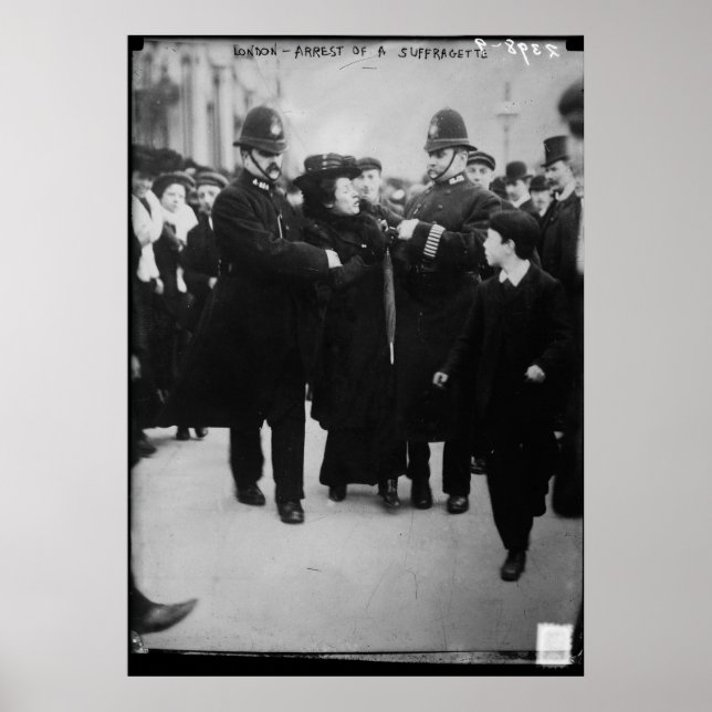 Poster Detenção de um Suffragette em Londres, Inglaterra, (Frente)