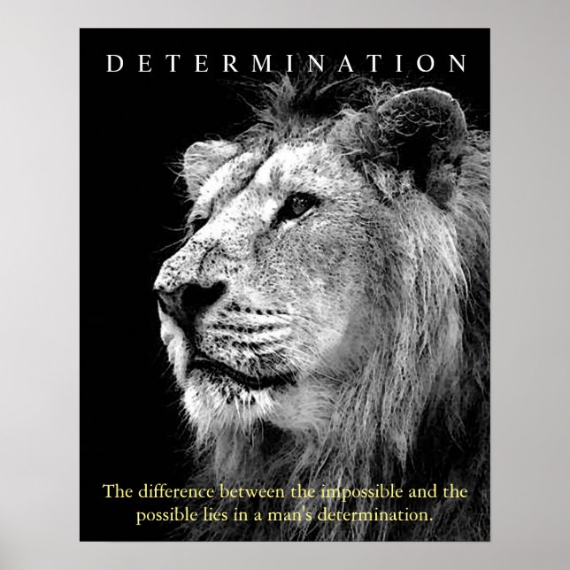 Poster Determinação de Lion Motivacional de Tendência (Frente)