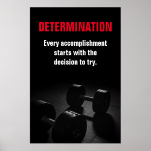 Poster Determination Bodybuilding Fitness Motivational Po