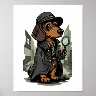 Poster Detetive Dachshund � Cão Solucionador de Mistérios