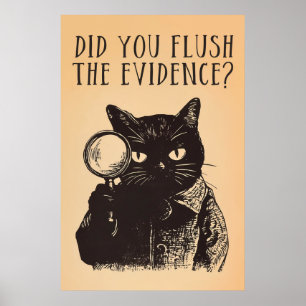Poster Detetive de Gato de Banheiro