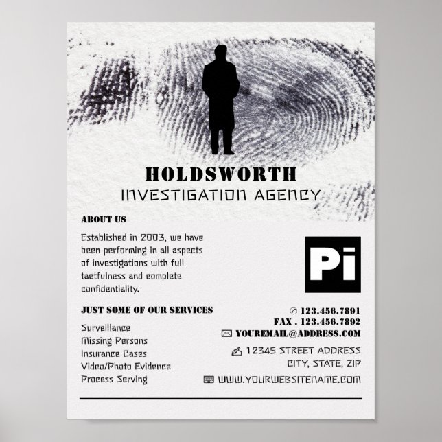 Poster Detetive Detetive Investigador Privado Design (Frente)