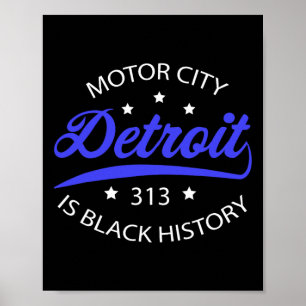 Poster Detroit 313 Motor City Mês da História Negra Ameri