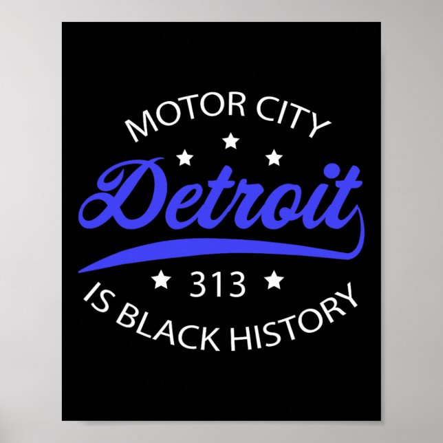 Poster Detroit 313 Motor City Mês da História Negra Ameri (Frente)