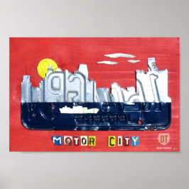 Póster Detroit: A Arte da Placa de Licença de Motor City