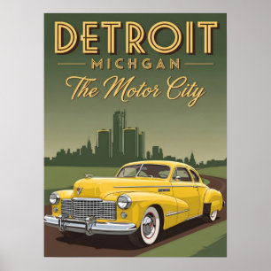 Poster Detroit Antiga Michigan a cidade dos motores