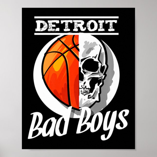 Poster Detroit Byds Bysketbyll Skull Usa (Frente)