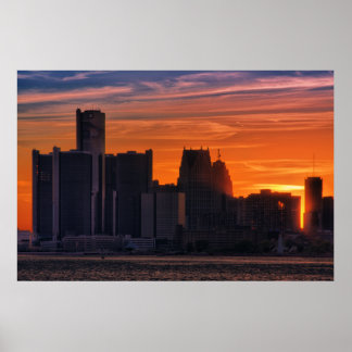 Poster Detroit Cityscape #0516