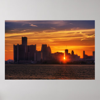 Póster Detroit Cityscape #0527