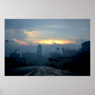 Póster Detroit Cityscape - Eerie Sábado de Manhã