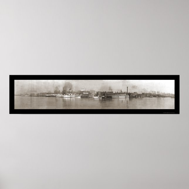 Poster Detroit, MI Riverfront Foto 1908 (Frente)
