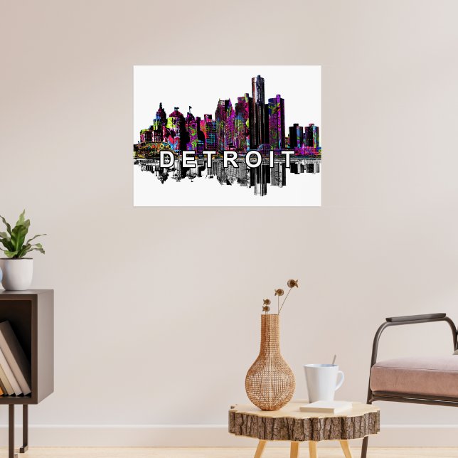 Poster Detroit, Michigan em grafite (Sala de Estar 3)