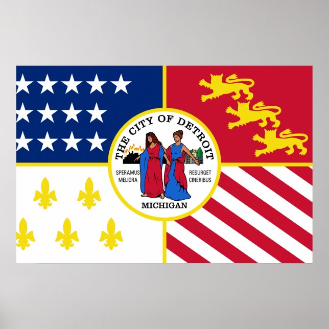 Póster Detroit, Michigan, Estados Unidos (Frente)
