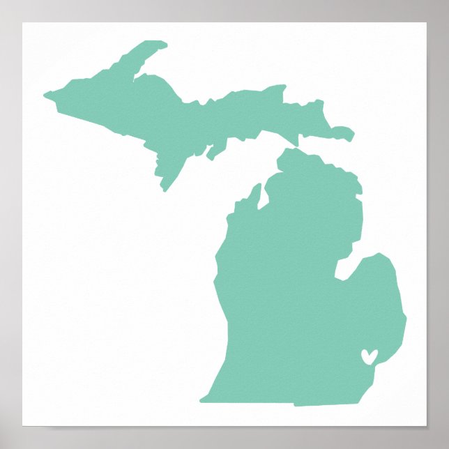 Póster Detroit, Michigan Love (Frente)