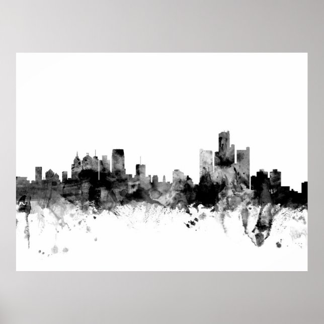 Poster Detroit Michigan Skyline (Frente)